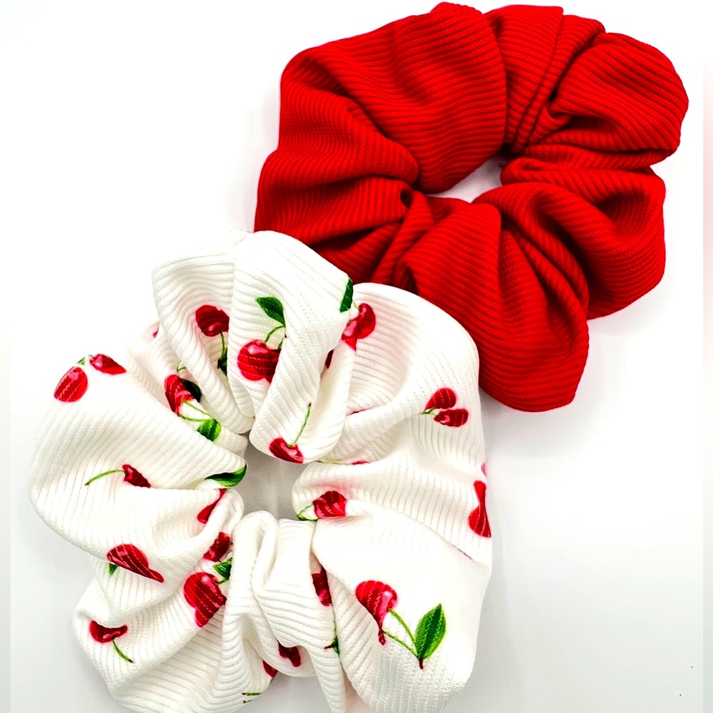 Set of Two Large Scrunchies Red Cherries 🍒 New